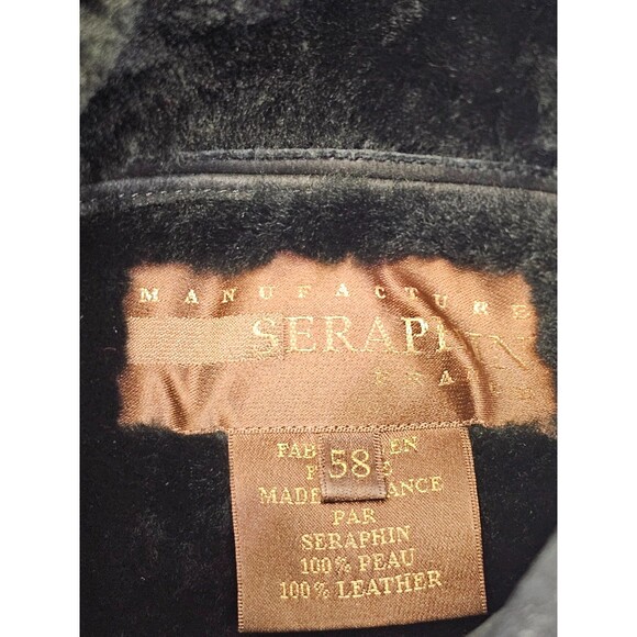 Men's 58 Seraphin France Shearling Mouton Sheapskin Leather Reversible Coat EUC - Picture 11 of 16